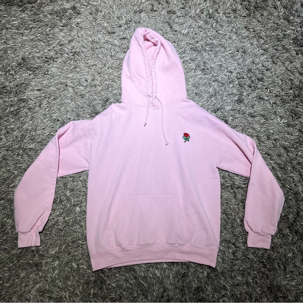 Pink Bowery Red Flower Sweatshirt